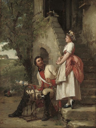 The Spinning Lesson by Emile Pierre Metzmacher